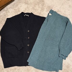 LOFT Women’s Knit Cardigan Sweater - Black and Teal